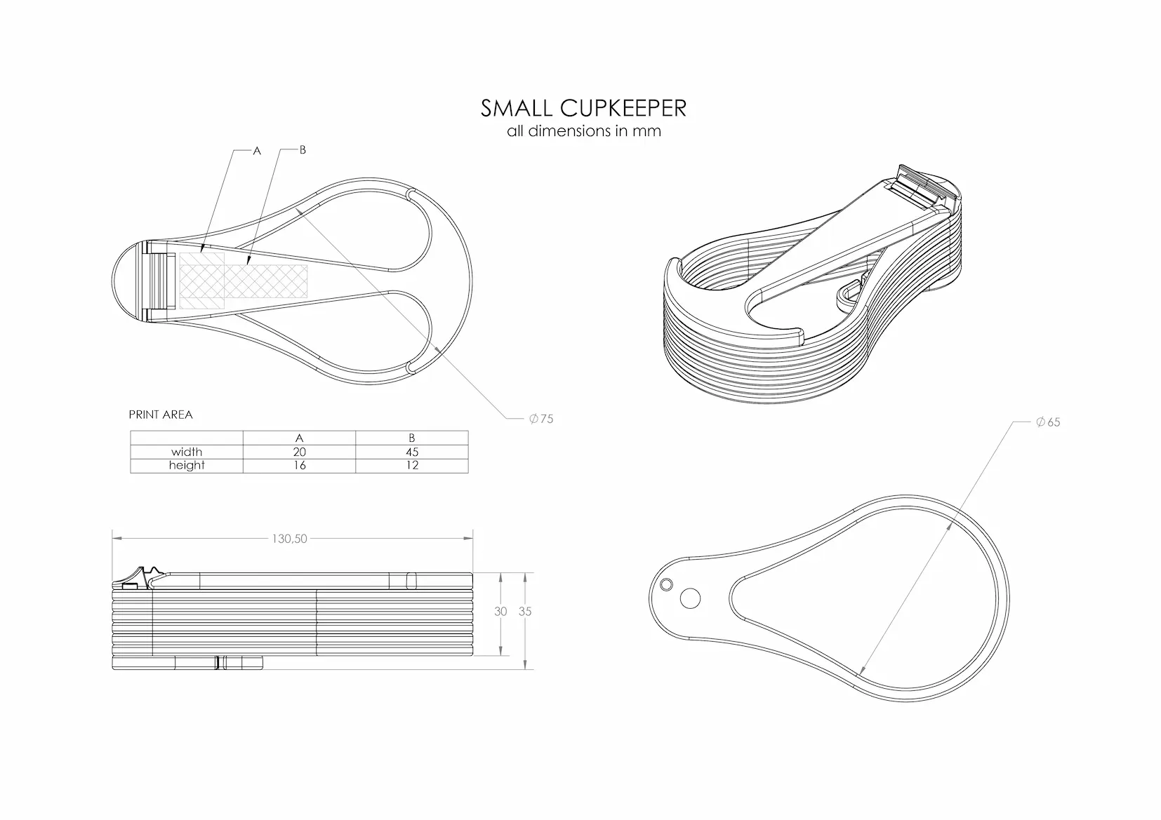 Small Cupkeeper technical drawing