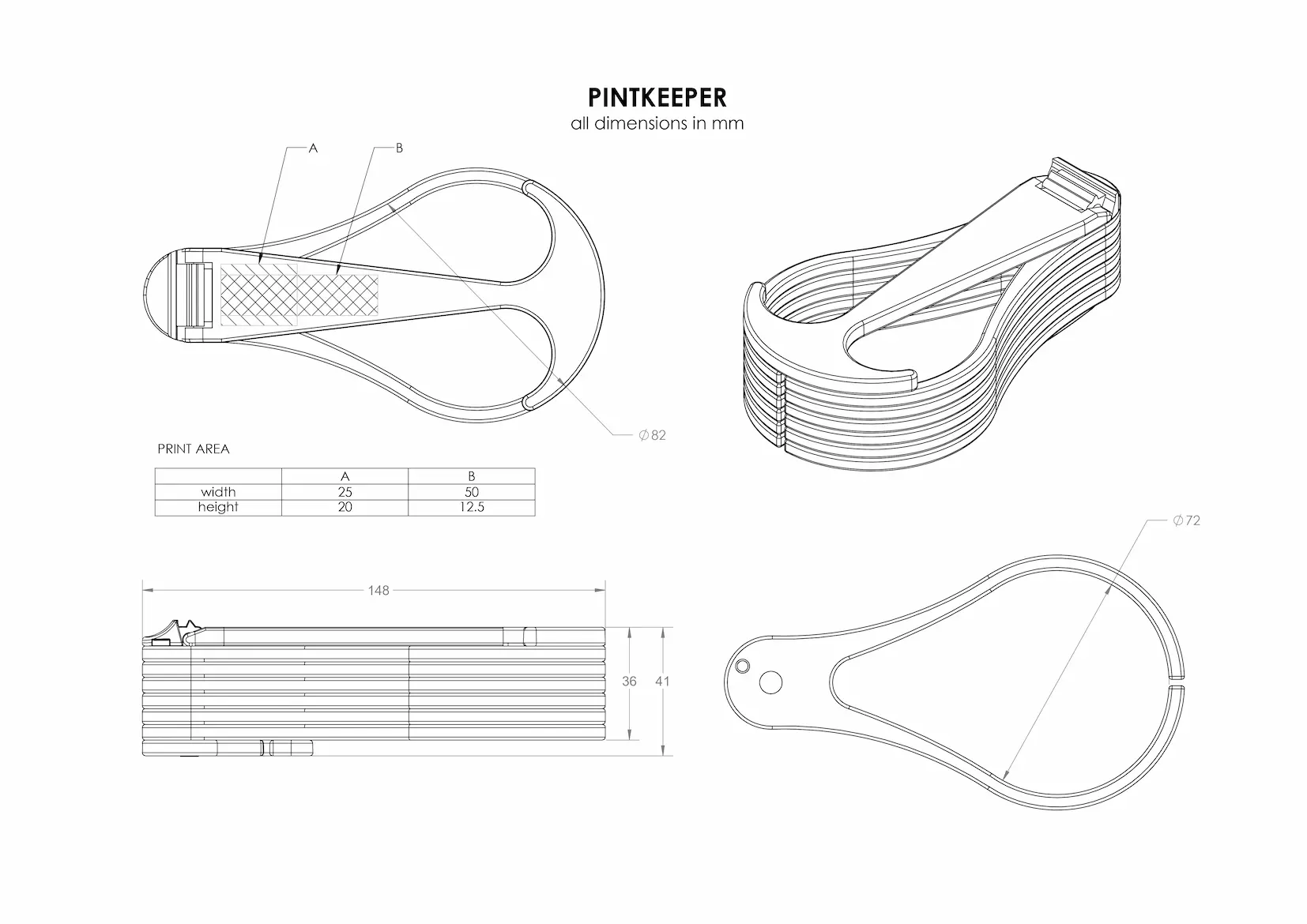 Pintkeeper technical drawing